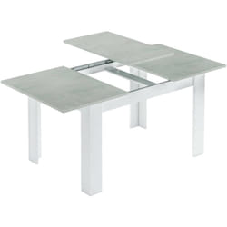 Tavolo allungabile Abudula, Consolle estensibile per sala da pranzo, Tavolo apribile da cucina con prolunga, 140/190x90h78 cm, Cemento e Bianco