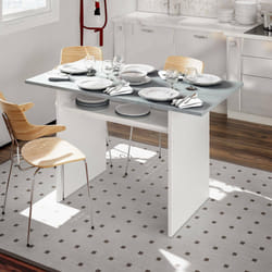 Tavolo allungabile Arila, Tavolo estensibile con apertura a libro, Tavolo consolle ausiliare pieghevole, cm 120x35h77, Bianco e Cemento