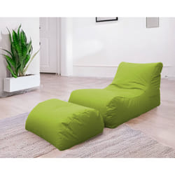 Chaise Longue moderna da Alton, Made in Italy, Poltrona con poggiapiedi in Nylon, Pouf imbottito per camera da letto, cm 120x80h60, colore Verde
