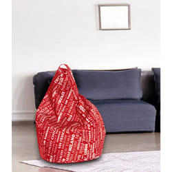Poltrona a sacco con fantasia con Marisa, colore rosso e bianco, Misure 80 x 120 x 80 cm