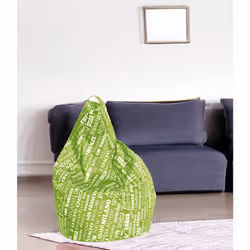 Poltrona a sacco con fantasia con Marisa, colore verde e bianco, Misure 80 x 120 x 80 cm