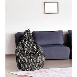 Poltrona a sacco con fantasia con Marisa, colore bianco e nero, Misure 80 x 120 x 80 cm