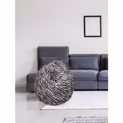 Pouf a sacco con fantasia Lorenza, colore bianco e nero, Misure 80 x 120 x 80 cm