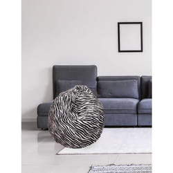 Pouf a sacco con fantasia Lorenza, colore bianco e nero, Misure 80 x 120 x 80 cm