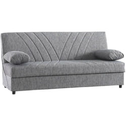 Divano letto 3 posti Apicella, Divano contenitore 2 cuscini inclusi, Sofà da soggiorno in tessuto con apertura click-clack, 181x81h88 cm, Grigio