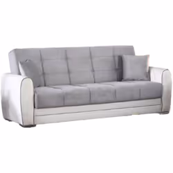 DIVANO LETTO 3 POSTI - Divano contenitore in ecopelle e tessuto, Sofà da soggiorno con apertura click-clack, 220x84h91 cm, Bi ...
