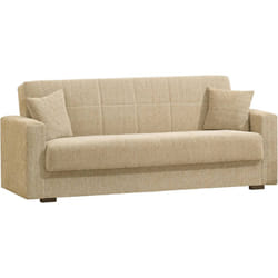 Divano letto 3 posti Ambrogino, Divano letto contenitore lineare, Sofà da soggiorno in tessuto imbottito con apertura click-clack, 212x80h87 cm,