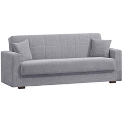 Divano letto 3 posti Ambrogino, Divano letto contenitore lineare, Sofà da soggiorno in tessuto imbottito con apertura click-clack, 212x80h87 cm,