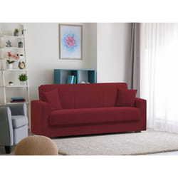 Divano letto Ambrogino, Divano letto contenitore lineare a 3 posti, SofÃ  da soggiorno in tessuto imbottito con apertura click-clack, Cm 212x80h87, Rosso