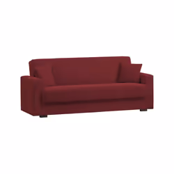 Divano letto Ambrogino, Divano letto contenitore lineare a 3 posti, SofÃ  da soggiorno in tessuto imbottito con apertura click-clack, Cm 212x80h87, Rosso