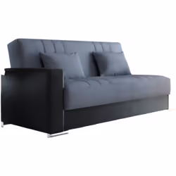 DIVANO LETTO 3 POSTI - Divano contenitore in ecopelle e tessuto, Sofà con apertura click-clack e 2 cuscini, 230x96h101 cm, Ne ...