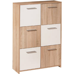 Credenza Dda, Buffet da soggiorno, Madia da salotto, Dispensa da cucina, 77x30 h115 cm, Bianco - Dmora