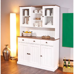 Credenza Dhodge, Buffet da soggiorno, Madia da salotto, Dispensa da cucina, 131x45 h181 cm, Bianco - Dmora