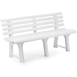 Panchina da esterno Artur, Panca monoblocco da giardino, Panchina outdoor, 100% Made in Italy, 145x49h74 cm, Bianco - Dmora