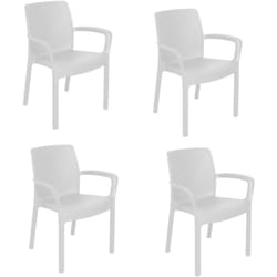 Dmora - Sedia da esterno Anacleto, Sedute da giardino, Sedia per tavolo da pranzo, Poltrona outdoor effetto rattan, 100 % Made in Italy, 54x60h82 cm,