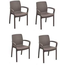 Sedia da esterno Anacleto, Sedute da giardino, Sedia per tavolo da pranzo, Poltrona outdoor effetto rattan, 100 % Made in Italy, 54x60h82 cm, Marrone