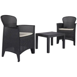 Dmora - Set salotto da esterno Anny, Set da giardino, Salottino effetto rattan, 100% Made in Italy, 2 poltrone e 1 tavolino, Antracite