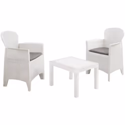 SET SALOTTO DA ESTERNO - Composizione da giardino con 2 poltrone ed 1 tavolino, Salottino effetto rattan con cuscini, 100% Ma ...