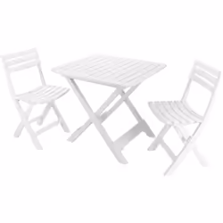 SET SALOTTO DA ESTERNO - Composizione da giardino con 2 poltrone e 1 tavolo, Salottino da campeggio, 100% Made in Italy, Bian ...
