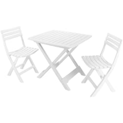 Set salotto da esterno Viticuso, Composizione da giardino con 2 poltrone e 1 tavolo, Salottino da campeggio, 100% Made in Italy, Bianco - Dmora