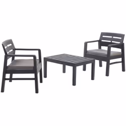 SET SALOTTO DA ESTERNO - Composizione da giardino con 2 poltrone e 1 tavolino, Salottino indoor e outdoor con cuscini, 100% M ...