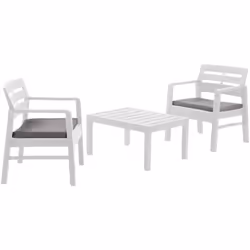 SET SALOTTO DA ESTERNO - Composizione da giardino con 2 poltrone e 1 tavolino, Salottino indoor e outdoor con cuscini, 100% M ...
