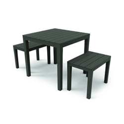 Set salotto da esterno Alambico, Composizione da giardino con 1 tavolo quadrato e 2 panche, Salottino indoor e outdoor da Pic Nic, 100% Made in