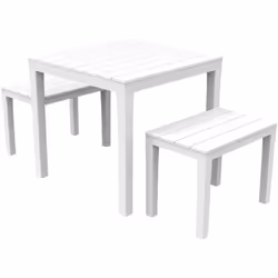 SET SALOTTO DA ESTERNO - Composizione da giardino con 1 tavolo quadrato e 2 panche, Salottino indoor e outdoor da Pic Nic, 10 ...