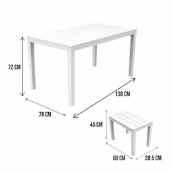 Set salotto da esterno Asta, Set da giardino composto da 4 panchine e 1 tavolo da pic nic, Salottino indoor, 100% Made in Italy, Cm 138x78h72, Bianco - Vista aggiuntiva 3