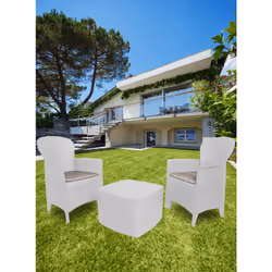 SET SALOTTO DA ESTERNO - Set da giardino con 2 poltrone ed 1 tavolino contenitore, Salottino effetto rattan, 100% Made in Ita ...