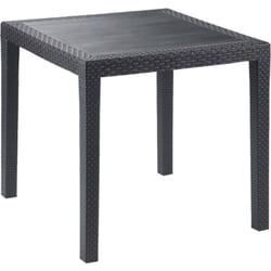Tavolo da esterno Angelico, Tavolo quadrato da giardino, Ripiano fisso effetto rattan, 100% Made in Italy, 79x79h72 cm, Antracite - Dmora
