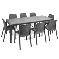 Tavolo da esterno Abbaviva, Ripiano rettangolare allungabile da pranzo, Tavolo da giardino estensibile effetto rattan, 100% Made in Italy,