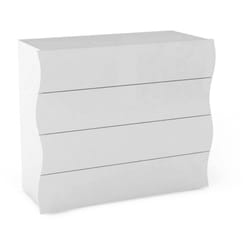 Cassettiera Hecate, Settimanale 4 cassetti, Comò per camera da letto, 100% Made in Italy, cm 98x40h82, Bianco lucido - Dmora