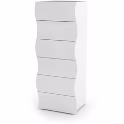 CASSETTIERA - Settimanale a 6 cassetti, Comò per camera da letto, 100% Made in Italy, cm 50x40h122, Bianco lucido. STRUTTURA ...