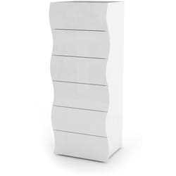 Cassettiera Asch, Settimanale a 6 cassetti, Comò per camera da letto, 100% Made in Italy, cm 50x40h122, Bianco lucido - Dmora