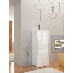 Cassettiera a 6 Arignano, Made in Italy, Design a ondulato moderno, Settimanale per camera da letto, cm 50x40h122, colore Bianco lucido