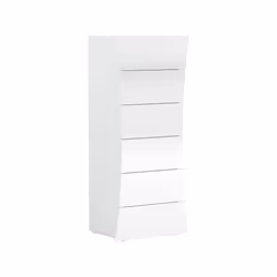 Cassettiera a 6 Arignano, Made in Italy, Design a ondulato moderno, Settimanale per camera da letto, cm 50x40h122, colore Bianco lucido