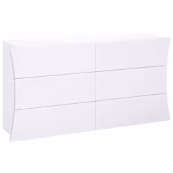 CASSETTIERA - Settimanale 6 cassetti, Comò per camera da letto, 100% Made in Italy, Bianco lucido, cm 155x40h82. STRUTTURA E  ...