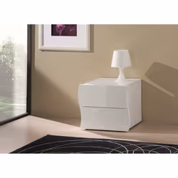 Comodino ondulato moderno a 2 Thanatos, Made in Italy, Tavolino da notte, Mobiletto per camera da letto, cm 50x40h41, colore  ...