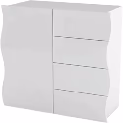 CREDENZA - Madia da cucina a 4 ante e 1 cassetto, Buffet da soggiorno, 100% Made in Italy, cm 90x40h81, Bianco lucido. STRUTT ...