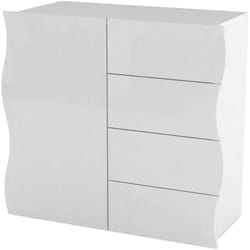 Dmora - Credenza Abig, Madia da cucina a 4 ante e 1 cassetto, Buffet da soggiorno, 100% Made in Italy, cm 90x40h81, Bianco lucido