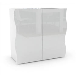 Dmora - Credenza Anifares, Madia da cucina a 2 ante, Buffet da soggiorno, 100% Made in Italy, cm 90x40h81, Bianco lucido