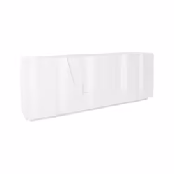 Credenza moderna a 4 ante e 3 Zeus, Made in Italy, Madia da cucina con dettaglio, Buffet di design da soggiorno, cm 224x44h86, Bianco lucido