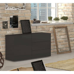 Credenza moderna a 1 anta e 3 Benvenuta, Made in Italy, Madia da cucina, Buffet di design da soggiorno, cm 110x40h35, Antracite lucido