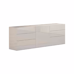 Credenza moderna a 1 anta e 6 Agito, Made in Italy, Madia da cucina, Buffet di design da soggiorno, cm 170x40h35, Bianco lucido