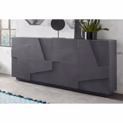 Credenza moderna a 4 Augusto, Made in Italy, Madia da cucina, Buffet di design da soggiorno, cm 162x44h86, Grigio Cenere