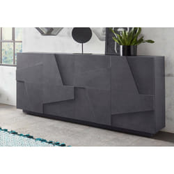 Credenza moderna a 4 Augusto, Made in Italy, Madia da cucina, Buffet di design da soggiorno, cm 162x44h86, Grigio Cenere