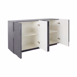 Credenza moderna a 4 Augusto, Made in Italy, Madia da cucina, Buffet di design da soggiorno, cm 162x44h86, Grigio Cenere - Vista aggiuntiva 4