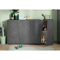 Credenza moderna a 4 Ackhab, Made in Italy, Madia da cucina, Buffet di design da soggiorno, cm 159x43h86, Grigio Ardesia