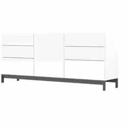 CREDENZA - Madia da cucina a 1 anta e 6 cassetti, Buffet da soggiorno, Madia da cucina, 100% Made in Italy, cm 170x40h73, Bia ...